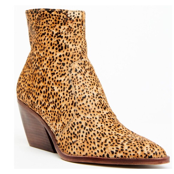 Dolce Vita Western Almond Toe Calf Hair Leopard $170 Block Heel Bootie Sz 9 NEW - Picture 2 of 15